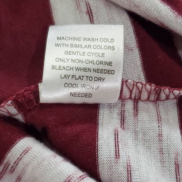 Como Vintage Perfect Tee Size 1x Plus Burgundy/White Stripe LS Shirt - Picture 7 of 9